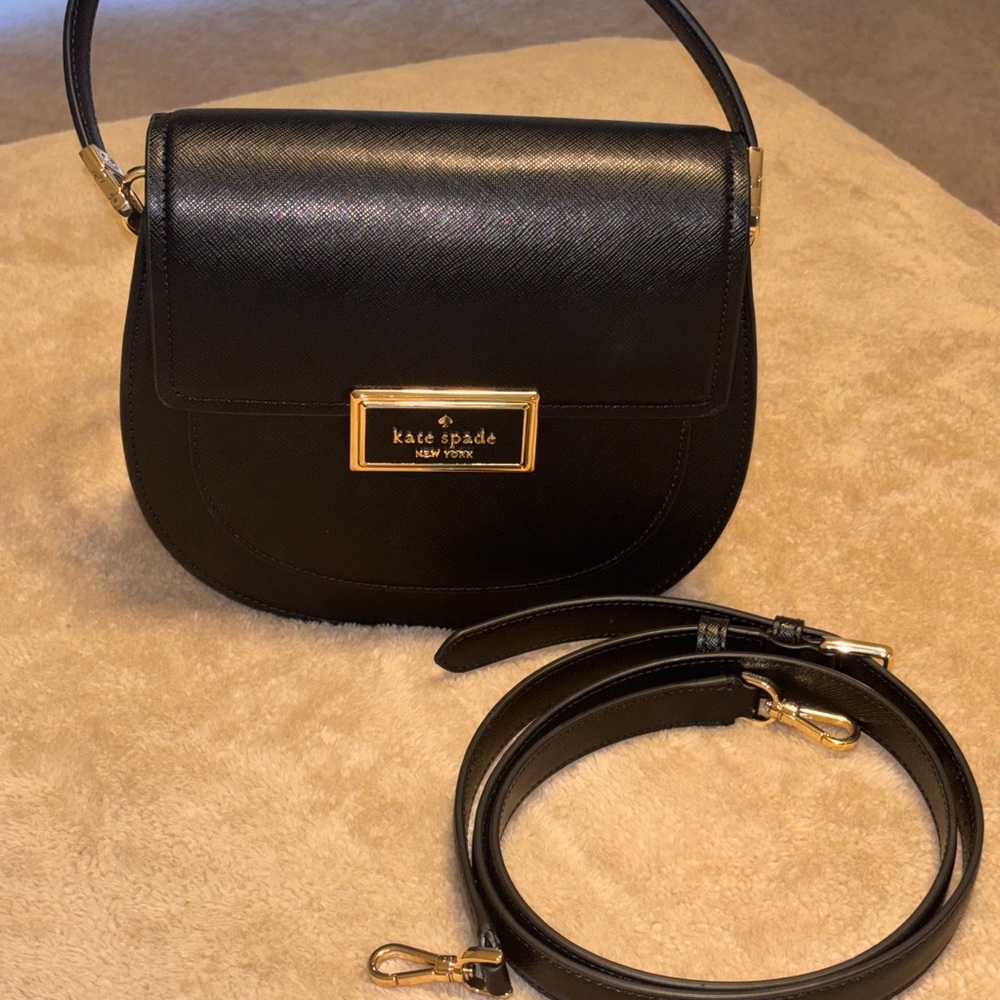 Kate Spade Black Crossbody Bag with Gold Accents